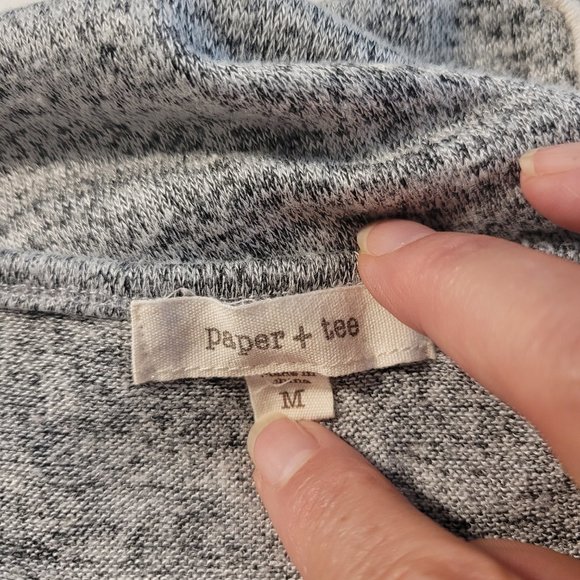 paper + tee Grey Crochet Detailed Short Sleeve Top Size M - Picture 8 of 9